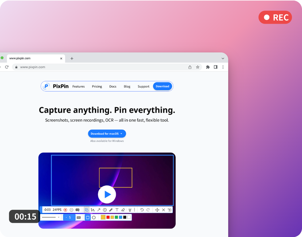 PixPin 录屏功能演示